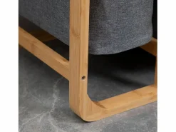Hot Cesta para ropa con plataforma, 3 bolsas extraíbles, bambú y poliéster, gris+natural (50x32x69,7 cm) Color natural oscuro