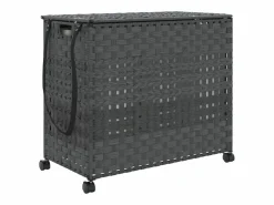 Discount Cesta para ropa con ruedas 66x35x60 cm resina tejida Gris