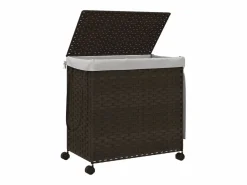 Best Cesta para ropa con ruedas marrón oscuro 60x35x60,5 cm Marru00f3n