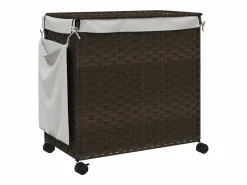 Best Cesta para ropa con ruedas marrón oscuro 60x35x60,5 cm Marru00f3n
