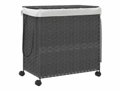 Best Cesta para ropa con ruedas 60x35x60,5 cm resina tejida Gris