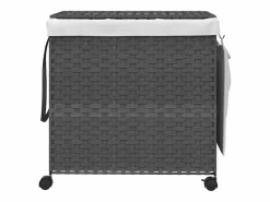 Best Cesta para ropa con ruedas 60x35x60,5 cm resina tejida Gris