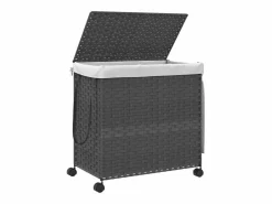 Best Cesta para ropa con ruedas 60x35x60,5 cm resina tejida Gris