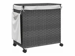 Best Cesta para ropa con ruedas 60x35x60,5 cm resina tejida Gris