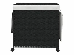 Discount Cesta para ropa con ruedas negra 60x35x60,5 cm resina tejida Negro