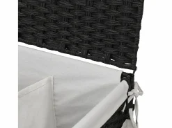 Discount Cesta para ropa con ruedas negra 60x35x60,5 cm resina tejida Negro