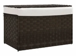 Cesta para ropa con tapa de resina tejida marrón oscuro Marru00f3n