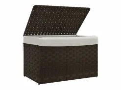 Cesta para ropa con tapa de resina tejida marrón oscuro Marru00f3n