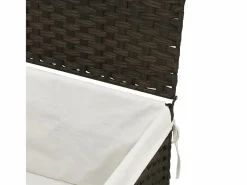 Cesta para ropa con tapa de resina tejida marrón oscuro Marru00f3n