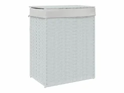 Discount Cesta para ropa con tapa blanca 46x33x60 cm resina tejida Cesto De Ropa