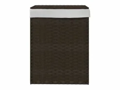 Hot Cesta para ropa con tapa de resina tejida marrón oscuro Marru00f3n