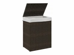 Hot Cesta para ropa con tapa de resina tejida marrón oscuro Marru00f3n