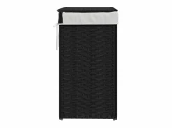 Hot Cesta para ropa con tapa negra 46x33x60 cm resina tejida Negro