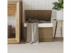 Online Cesta para ropa con tapa 55,5x35x34 cm resina tejida Marru00f3n