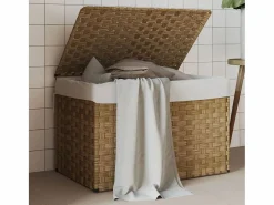 Online Cesta para ropa con tapa 55,5x35x34 cm resina tejida Marru00f3n