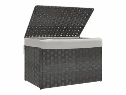 Outlet Cesta para ropa con tapa 55,5x35x34 cm resina tejida Cesto De Ropa