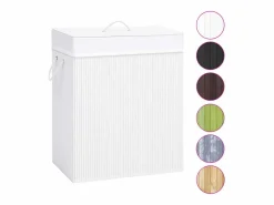 Best Cesta para ropa de una sola sección de bambú 83 L Blanco