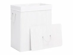 Best Cesta para ropa de una sola sección de bambú 83 L Blanco