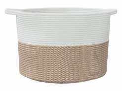 Hot Cesta para ropa marrón y blanca Ø55x36 cm algodón Cesto De Ropa