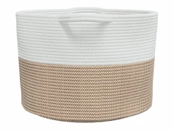 Hot Cesta para ropa marrón y blanca Ø55x36 cm algodón Cesto De Ropa