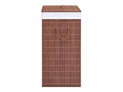 Online Cesta para ropa sucia con 2 compartimentos, bambú marrón, 100 L Cesto De Ropa