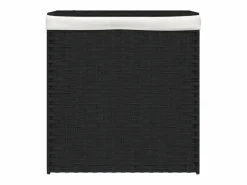 Cesta para ropa sucia con 2 compartimentos negra 53x35x57 cm resina tejida