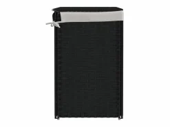 Cesta para ropa sucia con 2 compartimentos negra 53x35x57 cm resina tejida