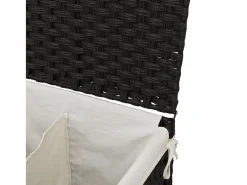 Cesta para ropa sucia con 2 compartimentos negra 53x35x57 cm resina tejida