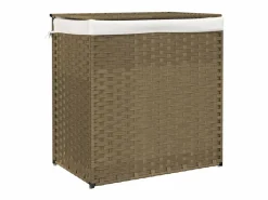Cesta para ropa sucia con 2 secciones 53x35x57 cm resina tejida