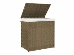 Cesta para ropa sucia con 2 secciones 53x35x57 cm resina tejida