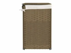Cesta para ropa sucia con 2 secciones 53x35x57 cm resina tejida