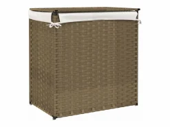 Cesta para ropa sucia con 2 secciones 53x35x57 cm resina tejida