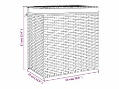 Cesta para ropa sucia con 2 secciones 53x35x57 cm resina tejida