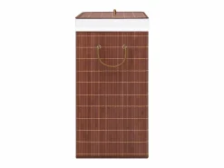 Cesta para ropa sucia con 2 compartimentos, bambú marrón, 72 L