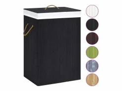 Best Cesta para ropa sucia de 2 secciones de bambú de 72 L Negro