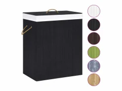 Outlet Cesta para ropa sucia de una sola sección de bambú 83 L Negro