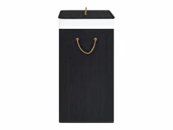 Outlet Cesta para ropa sucia de una sola sección de bambú 83 L Negro