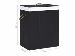 Outlet Cesta para ropa sucia de una sola sección de bambú 83 L Negro