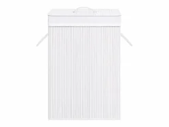 Discount Cesta para ropa sucia de 2 secciones de bambú de 72 L Blanco