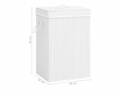 Discount Cesta para ropa sucia de 2 secciones de bambú de 72 L Blanco