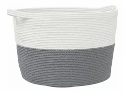 Outlet Cesta para ropa sucia gris y blanca Ø60x36 cm algodón Cesto De Ropa
