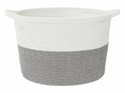 Clearance Cesta para ropa sucia gris y blanca Ø60x36 cm algodón Multicolor
