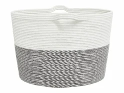 Clearance Cesta para ropa sucia gris y blanca Ø60x36 cm algodón Multicolor