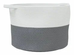 Clearance Cesta para ropa sucia gris y blanca Ø55x36 cm algodón Cesto De Ropa