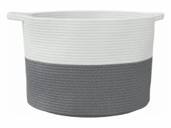 Clearance Cesta para ropa sucia gris y blanca Ø55x36 cm algodón Cesto De Ropa