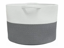 Clearance Cesta para ropa sucia gris y blanca Ø55x36 cm algodón Cesto De Ropa