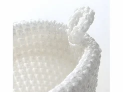 Discount Cesta redonda de malla de ganchillo blanco de 12x10cm Cesta
