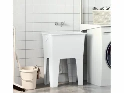 Cesto de ropa 59x41x75 cm resina Blanco