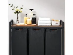 Hot Calicosy Cesto de ropa con 3 compartimentos de 38L Negro