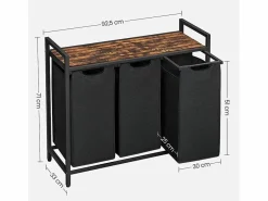 Hot Calicosy Cesto de ropa con 3 compartimentos de 38L Negro